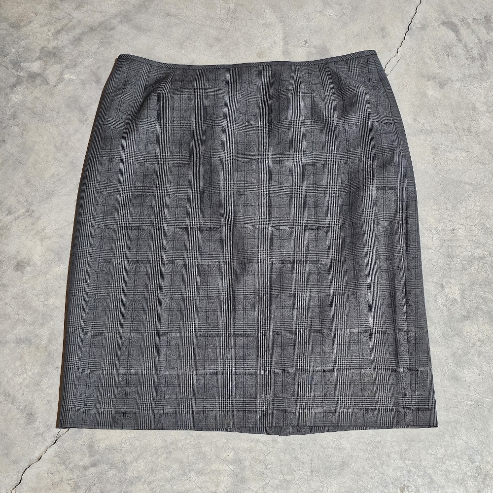 Vintage 90s Evan Picone Gray Glen Plaid Pencil Skirt 18 Office Sire